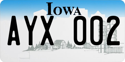 IA license plate AYX002