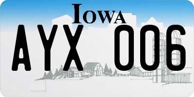 IA license plate AYX006