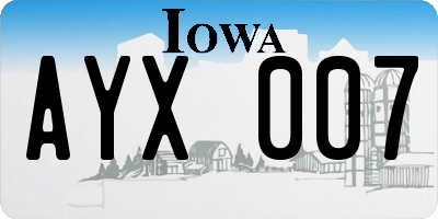 IA license plate AYX007
