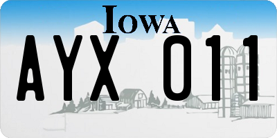 IA license plate AYX011