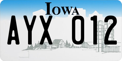 IA license plate AYX012