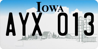IA license plate AYX013