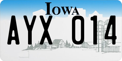 IA license plate AYX014