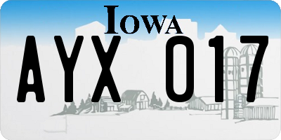IA license plate AYX017