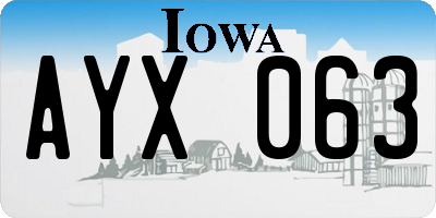 IA license plate AYX063