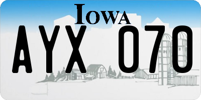IA license plate AYX070