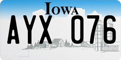 IA license plate AYX076