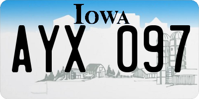 IA license plate AYX097