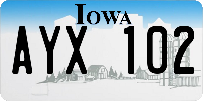 IA license plate AYX102