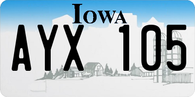 IA license plate AYX105