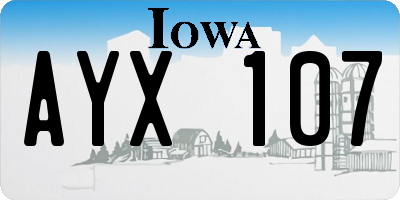 IA license plate AYX107