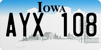 IA license plate AYX108