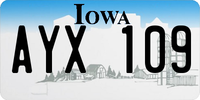 IA license plate AYX109