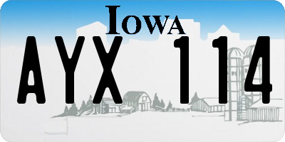 IA license plate AYX114
