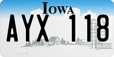 IA license plate AYX118