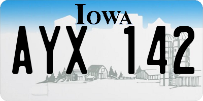 IA license plate AYX142