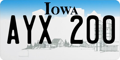 IA license plate AYX200