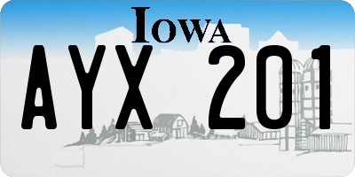 IA license plate AYX201