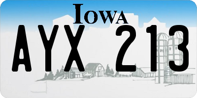 IA license plate AYX213