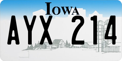 IA license plate AYX214