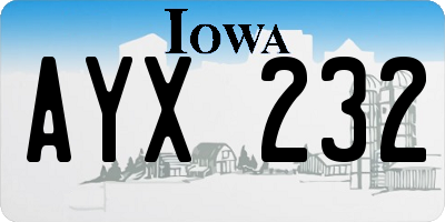 IA license plate AYX232