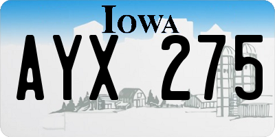 IA license plate AYX275