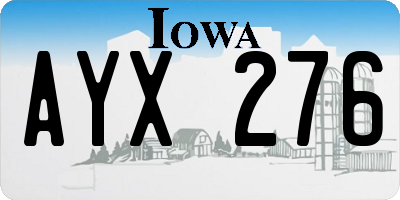IA license plate AYX276