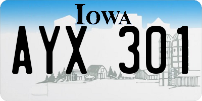 IA license plate AYX301