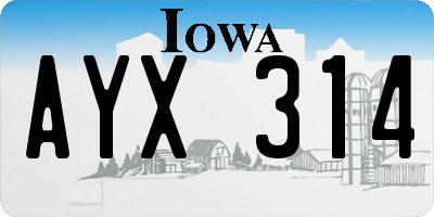 IA license plate AYX314
