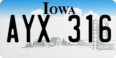 IA license plate AYX316