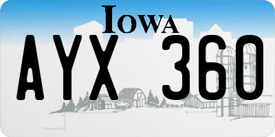 IA license plate AYX360