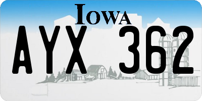 IA license plate AYX362