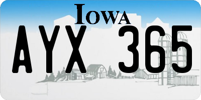 IA license plate AYX365