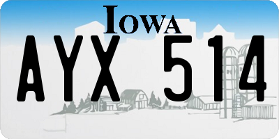 IA license plate AYX514