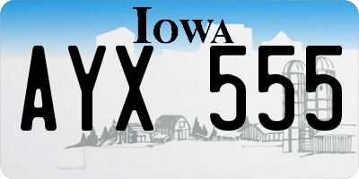 IA license plate AYX555