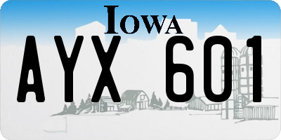 IA license plate AYX601