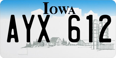 IA license plate AYX612