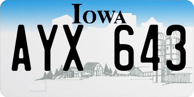 IA license plate AYX643