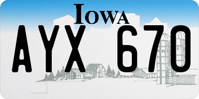 IA license plate AYX670