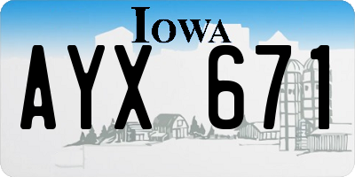 IA license plate AYX671
