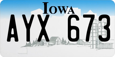 IA license plate AYX673