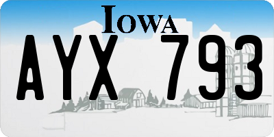 IA license plate AYX793