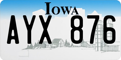 IA license plate AYX876