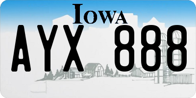 IA license plate AYX888