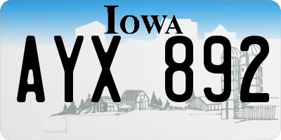 IA license plate AYX892