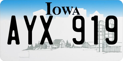 IA license plate AYX919