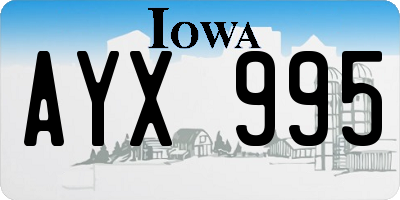 IA license plate AYX995
