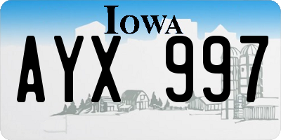 IA license plate AYX997