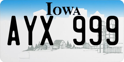 IA license plate AYX999