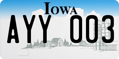 IA license plate AYY003
